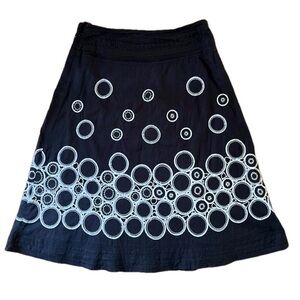 Monsoon  black cotton midi skirt embroidered in white UK size 10 EU 38